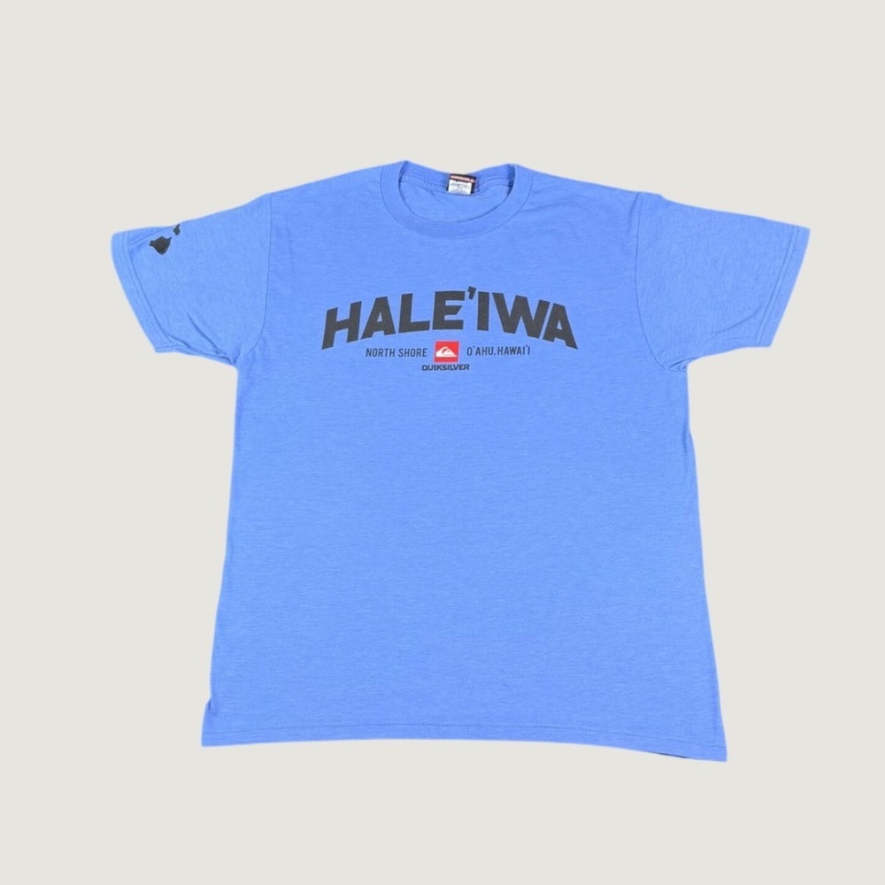Quiksilver Haleiwa North Shore Oahu Hawaii Graphic T-Shirt Mens Medium Blue